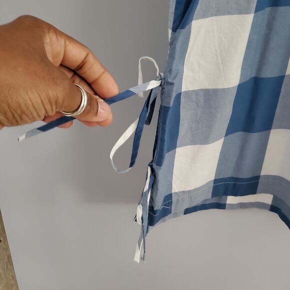 LOFT Gingham Blue White Checkered Side Tie Tank Size XL - Picture 3 of 7